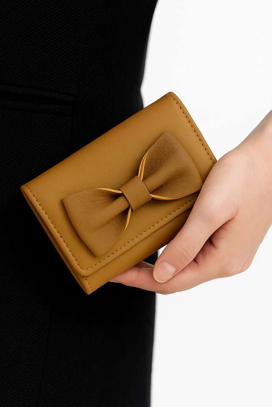 Bow Designed Artificial Leather Wallet For Girls(4 card slots)