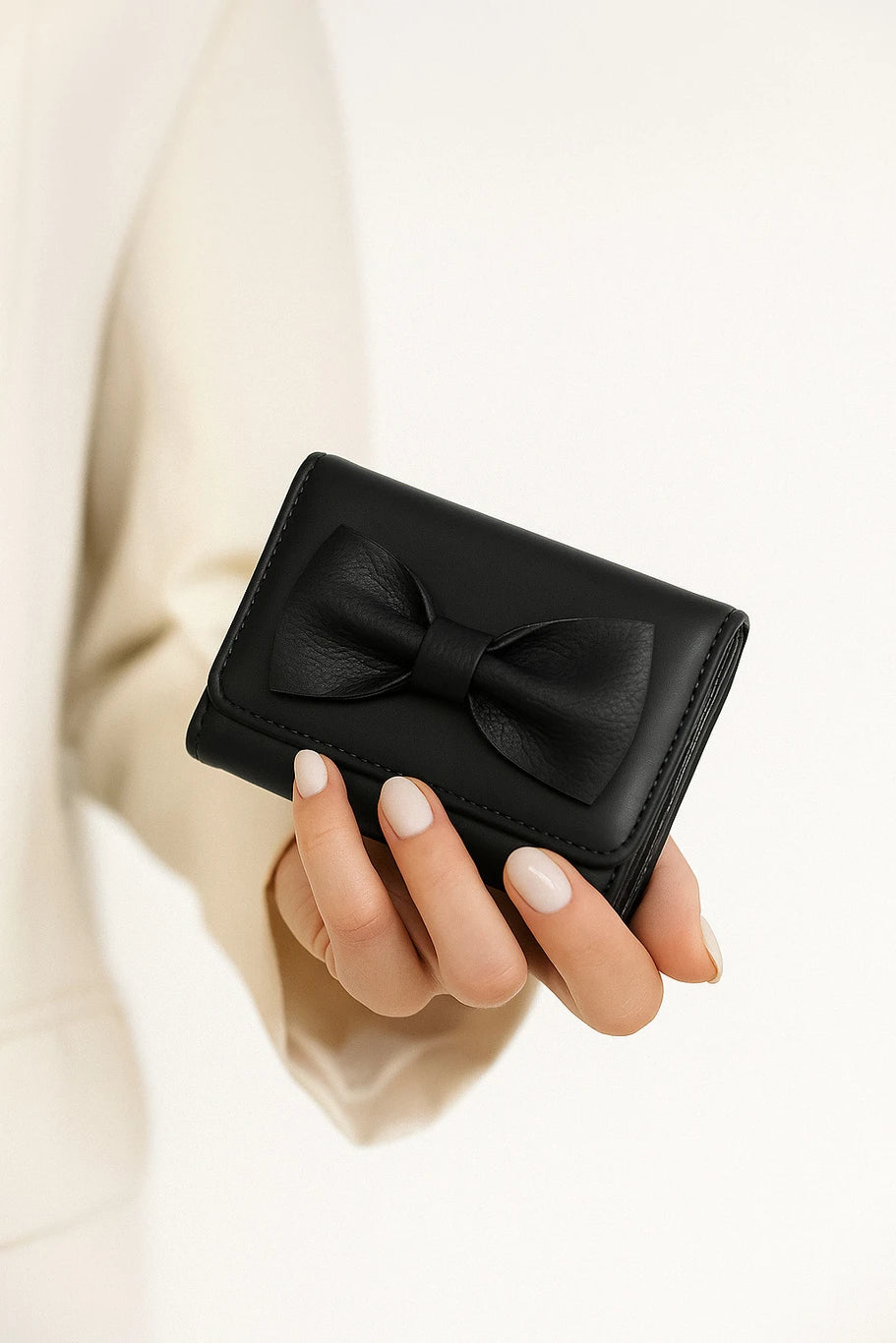 Bow Designed Artificial Leather Wallet For Girls(4 card slots)