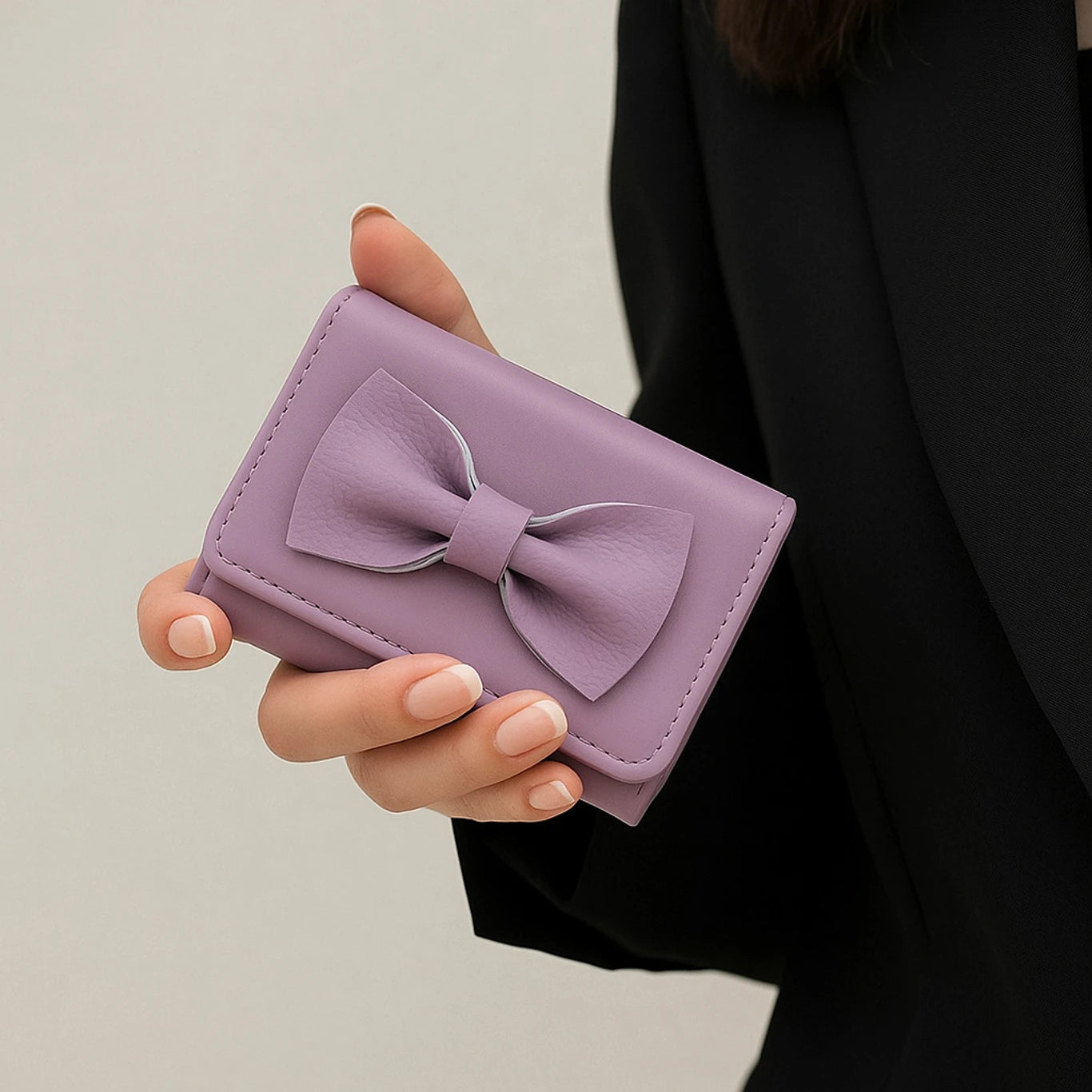 Bow Designed Artificial Leather Wallet For Girls(4 card slots)