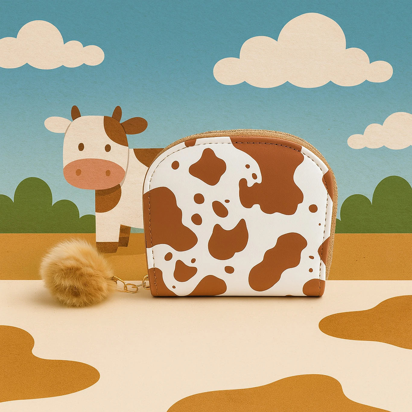 Cow Print Wallet for Women (4 card slot)